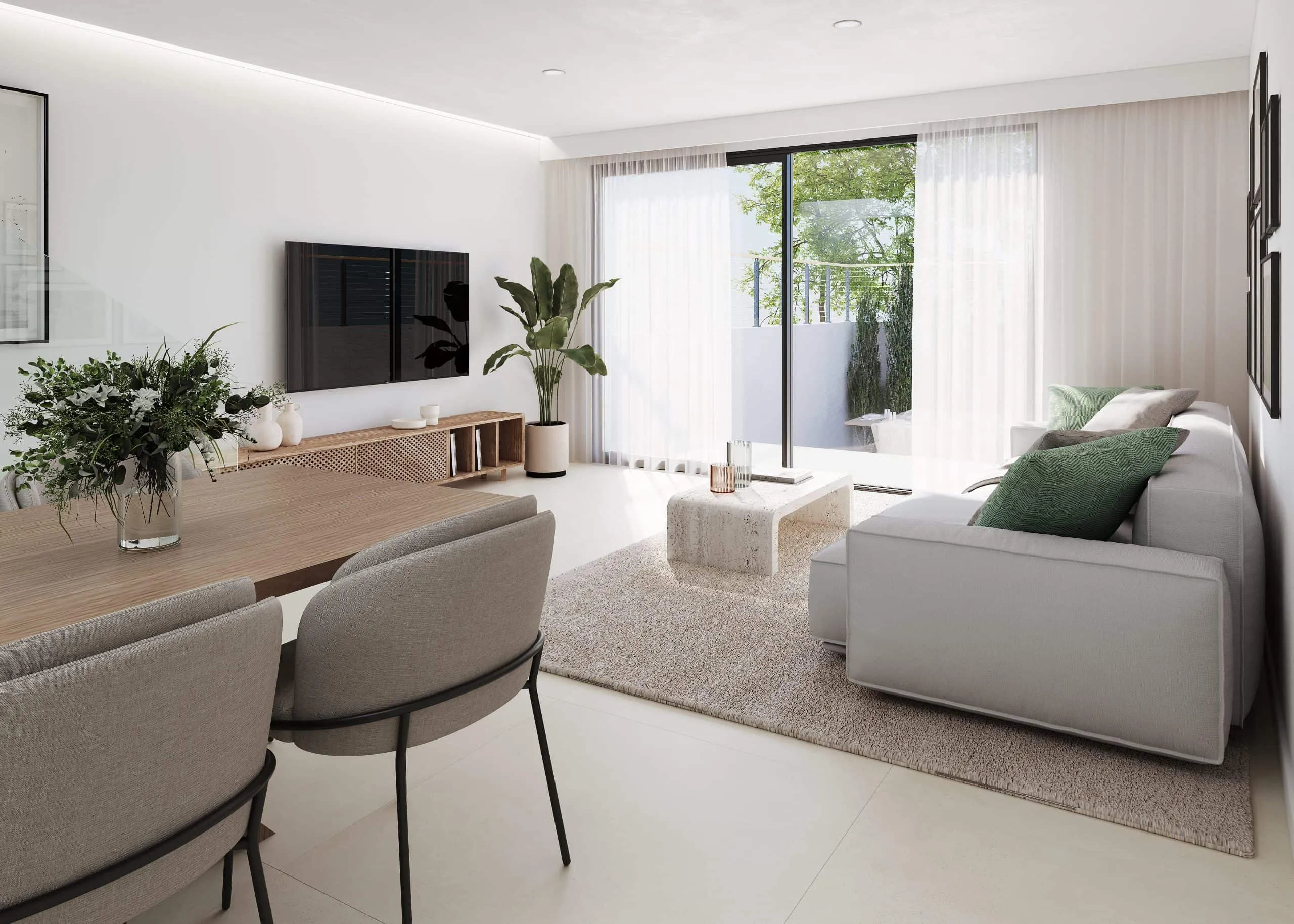 Salón comedor luminoso en una vivienda del proyecto Corn, Marratxí