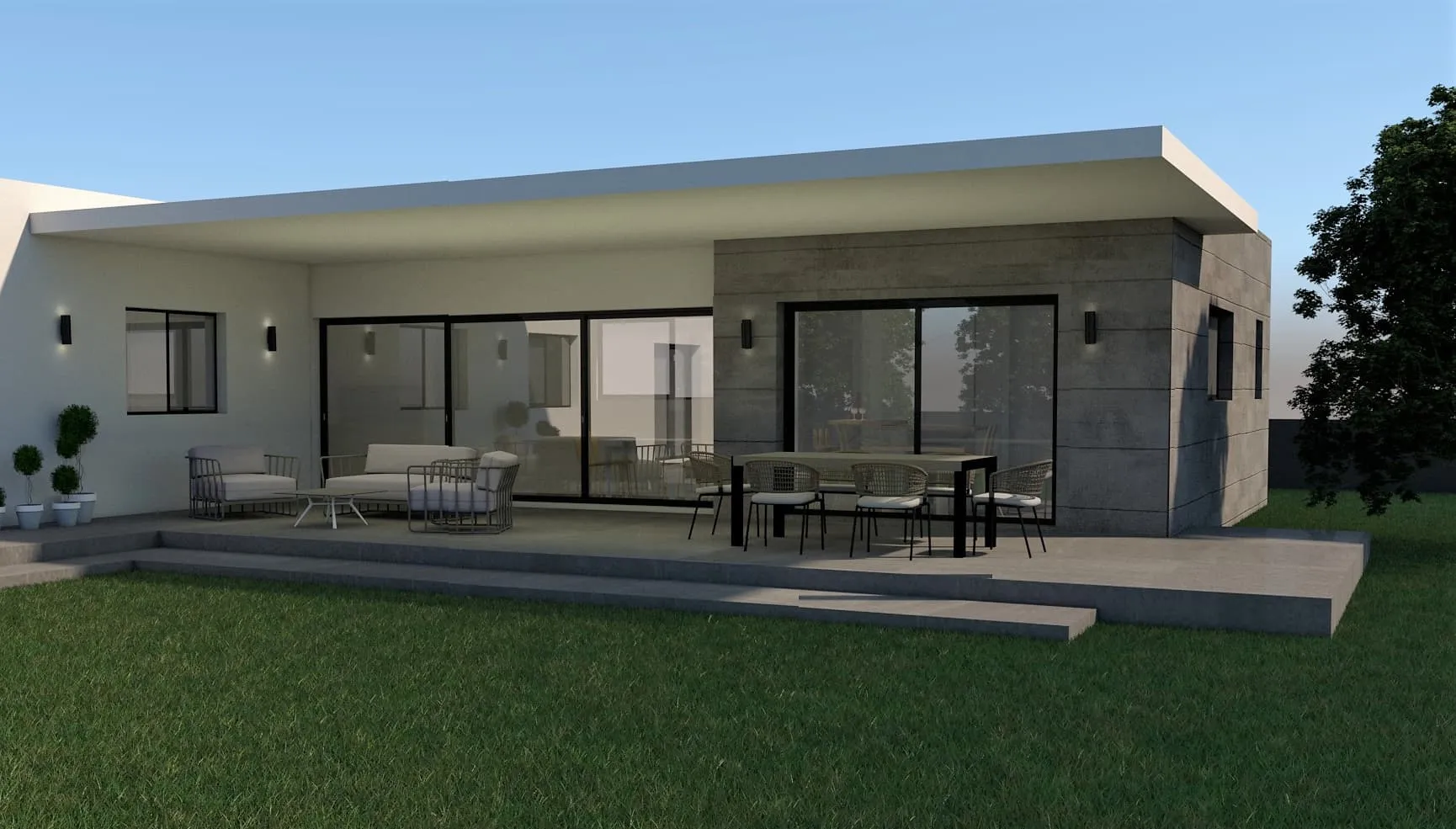 Porche con comedor exterior de la vivienda GM, Palma de Mallorca